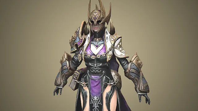 黑金紫饰魔铠女领主：暗域紫焰冥姬战将模型