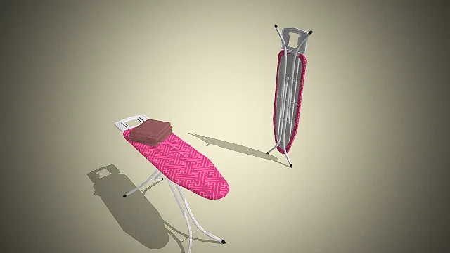 一个粉白配色的可折叠烫衣板3D模型