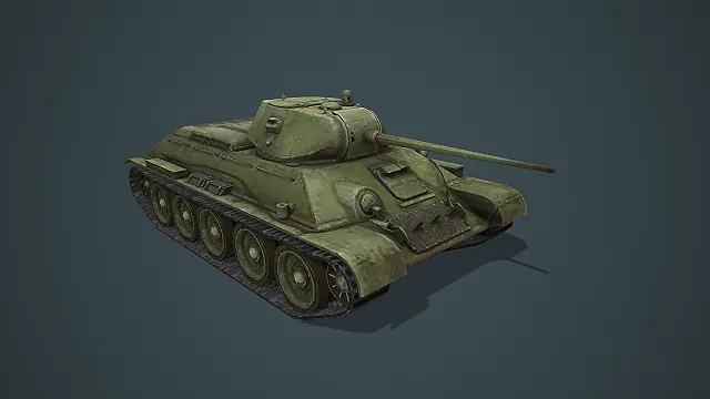 二战苏系 T-34 中型坦克游戏载具模型