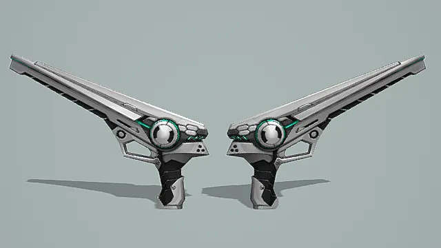 未来科技双持游戏武器3D模型 