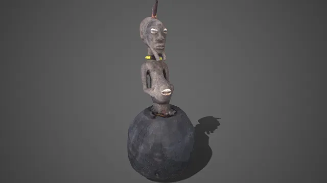 部落风格  人形陶制摆件  粗陶  发髻  颈环  图腾感  陶艺摆件