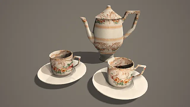欧式现代茶具3D模型