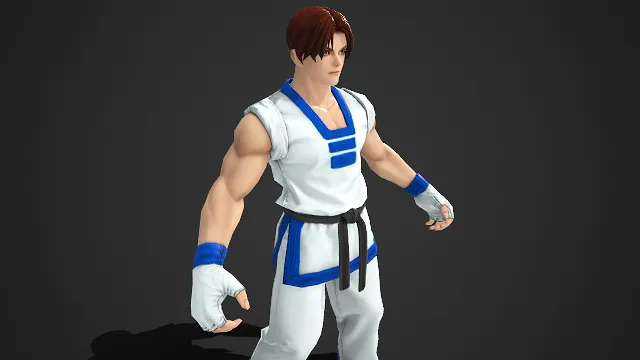 3D 男性角色建模  棕红短发  身形健硕  武道服  利落干练  格斗题材  力量感