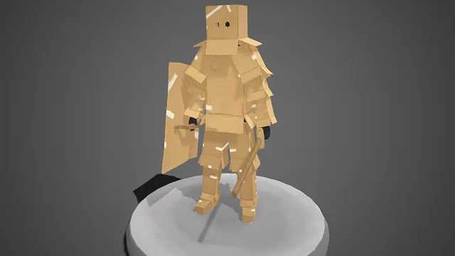 Q 版  纸箱骑士  手工拼接  铠甲  童趣题材  创意摆件设计  胶带