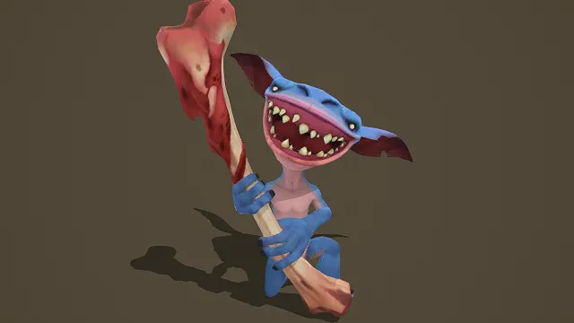 3D卡通风格哥布林角色模型，创意设计（3D角色、卡通风格、奇幻恐怖风，角色设计主题）