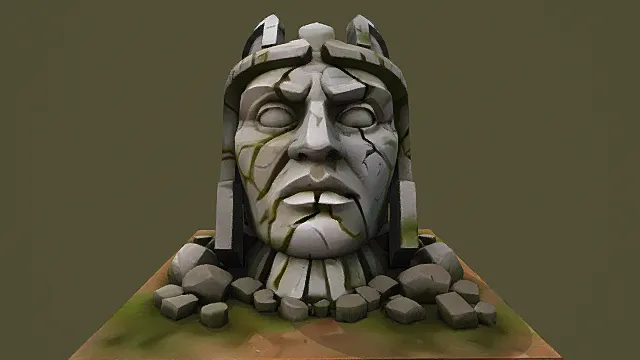 卡通风格古文明巨型石像场景3D模型