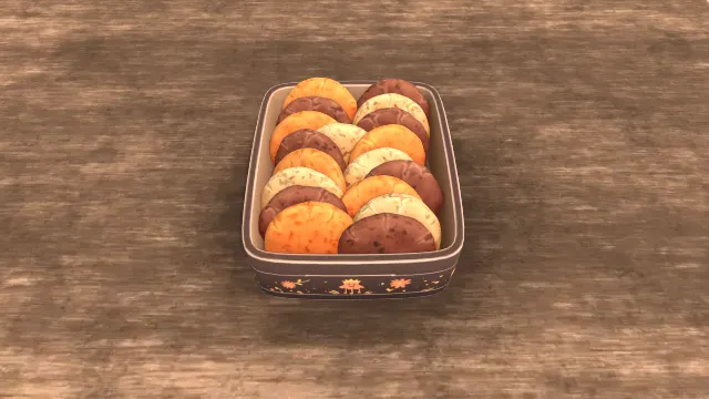 一铁盒风格化的饼干甜点食物