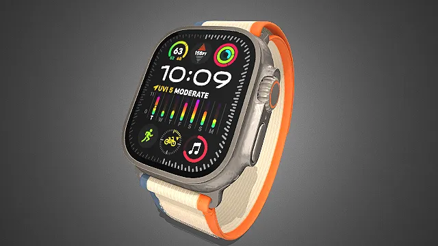 苹果Watch Ultra  多功能运动界面  健康数据检测  科技感设计