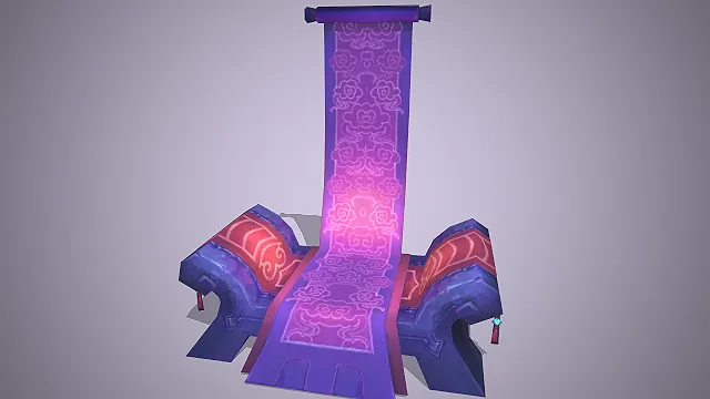 卷轴王座  雕花扶手  古风场景  水晶挂饰