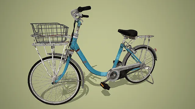 复古天蓝色带篮城市通勤自行车