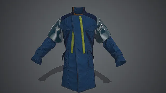 赛博机能长款风衣模型