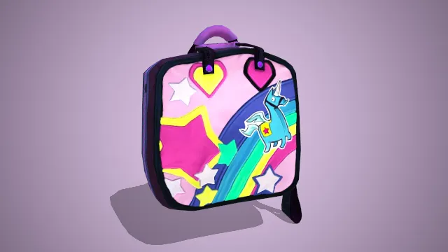 画有小马，彩虹，星星涂鸦的紫色背包