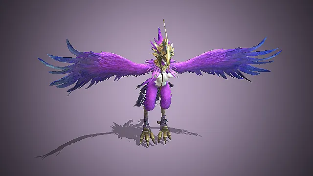 紫羽凤  紫羽金冠妖凰模型  人身鸟形魔物  玄幻副本妖凰 BOSS  怪物