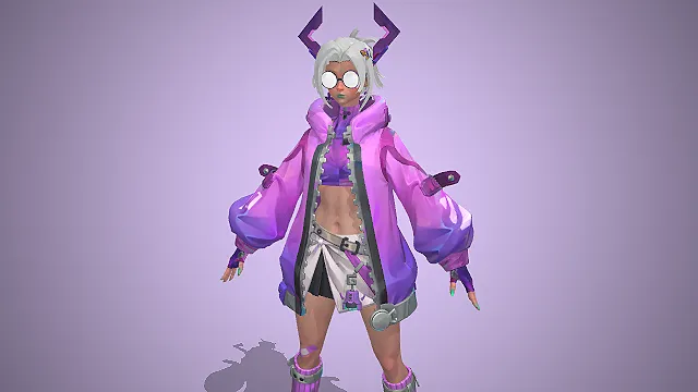 赛博科技  短款百褶裙  未来感配饰  渐变紫外套