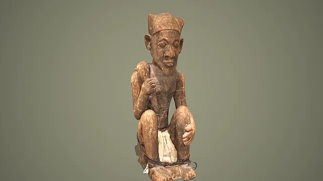 非洲 Tabwa 部落坐姿男性木雕造像 3D 模型