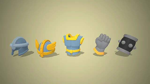 骑士盔甲套装  卡通战甲  防御装备  游戏角色穿戴道具