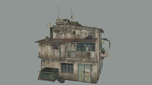 废土风格旧城区商住混合楼3D模型