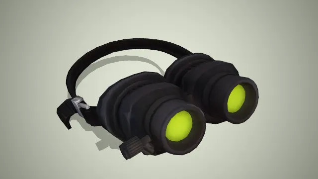 头戴式黑色护目镜镜片为黄绿色