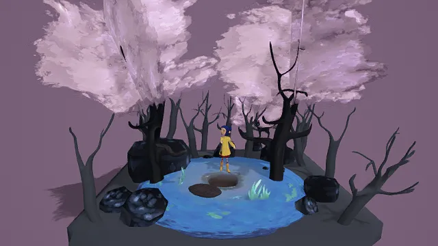 3D卡通风格奇幻森林场景模型，创意设计（3D场景、卡通风格、梦幻神秘，奇幻场景，场景元素）