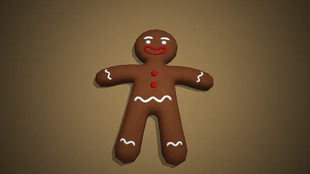 一个卡通风格的圣诞姜饼人模型