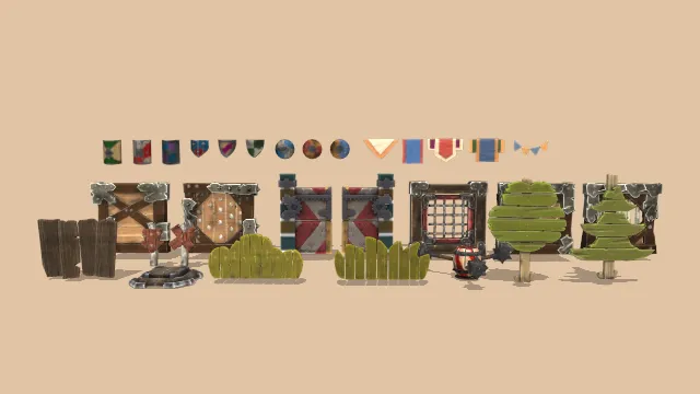 游戏道具场景低多边形模型