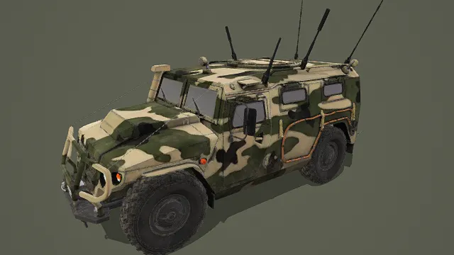 迷彩军用越野车（通信型）3D模型    