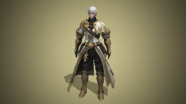 银白鎏金长袍甲胄国风战士：玉宸武尊模型