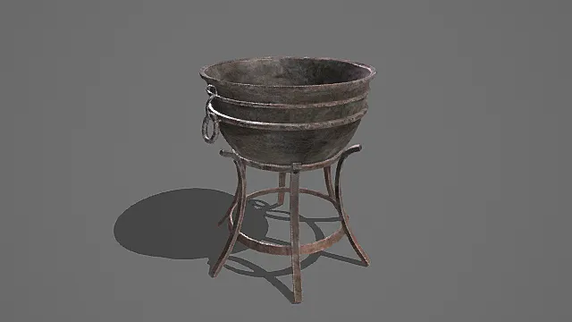 复古金属三足行军锅3D模型