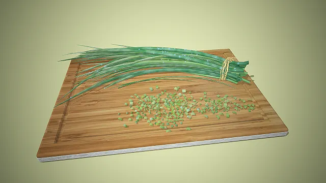 一个写实风格的中式调味蔬菜小葱的3D模型