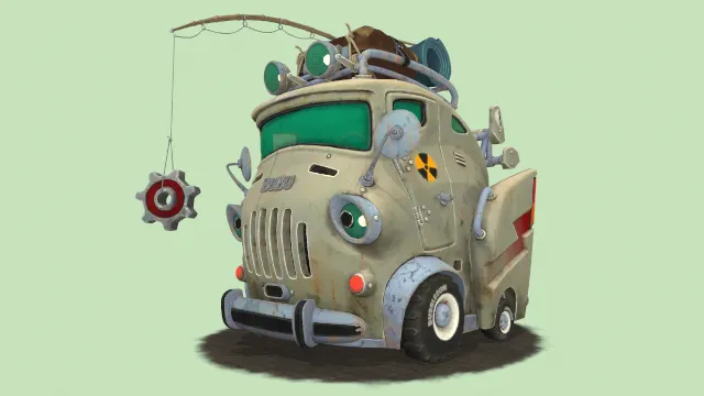 笨拙的小型巴士汽车机械道具