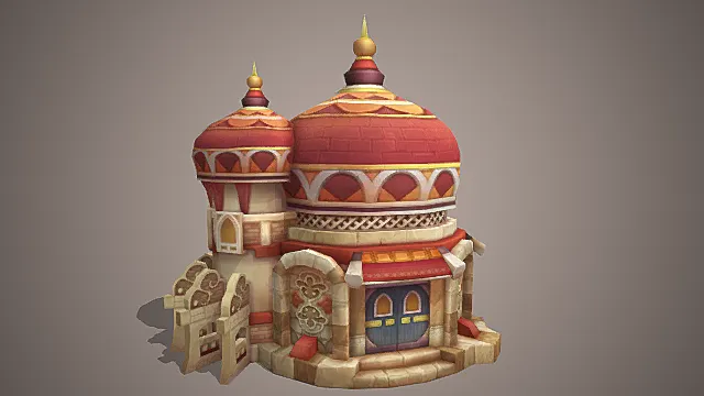 Q 版冒险游戏异域奇幻穹顶建筑模型