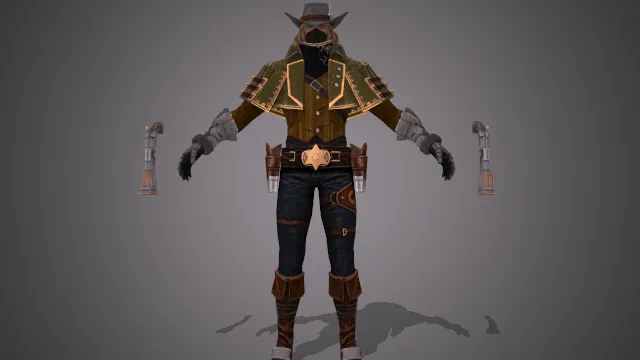 西部牛仔风格 双持武器 蒙面装扮 皮质服饰