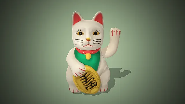 一个传统日式风格的招财猫3D模型
