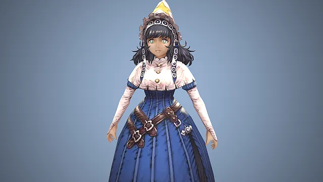 巫女少女  魔法巫帽  复古田园长裙  黑卷短发