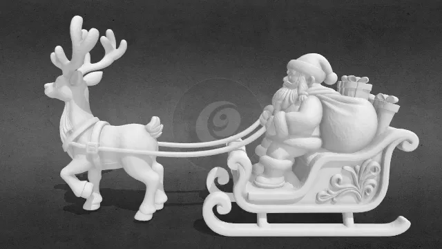 驯鹿,雪橇,圣诞老人雕像obj.obj