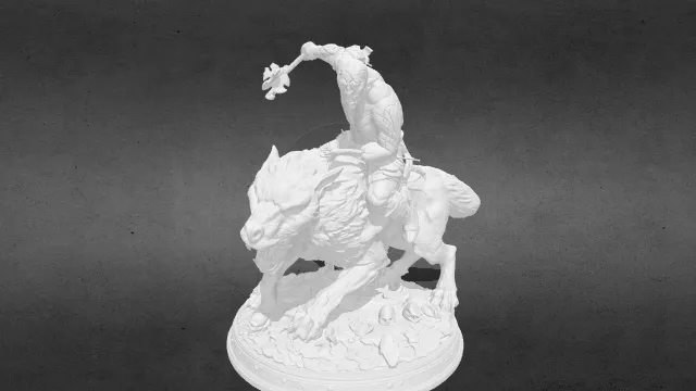 持狼牙棒的兽人狼骑兵stl.stl