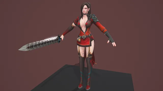 3D卡通风格奇幻战士女角色模型，创意设计（3D角色、卡通风格、奇幻风，角色设计主题）