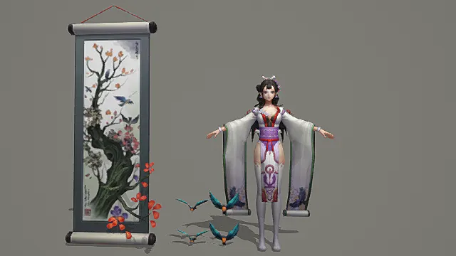   《阴阳师》姑获鸟-笼目鸟 角色模型