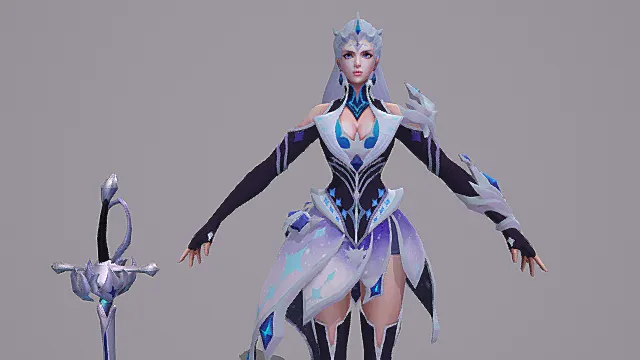 霜刃冰姬：冰雪战裙冰晶剑套装