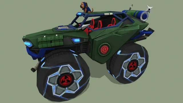 风格化车辆怪物卡车越野车汽车小狗动物