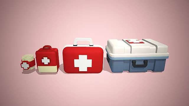 四款不同规格的低模风格的3D医疗道具模型