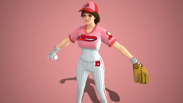棒球运动风格  粉白主色调  清新明快  青春感  棒球角色形象  3D 女性角色模型