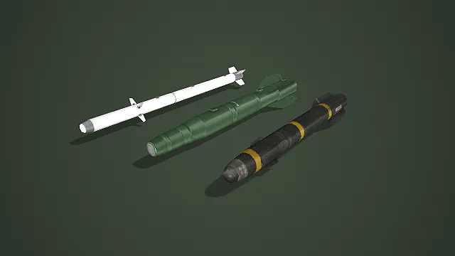 多涂装军用制导导弹套装 3D 模型