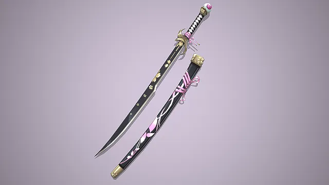 日式太刀  樱花纹样  鎏金刀装  和风少女风