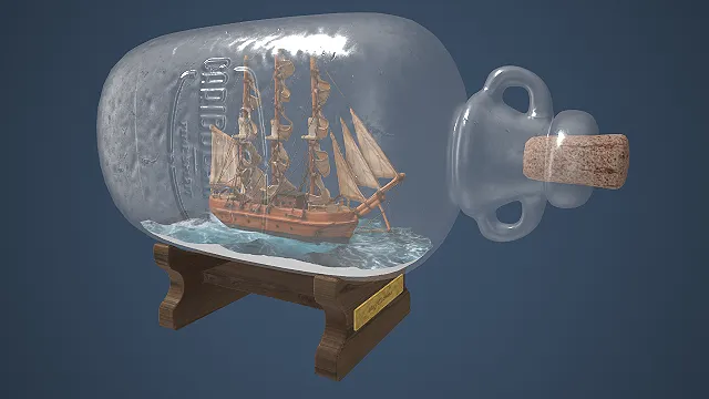 瓶中船  次世代渲染  航海主题  收藏摆件