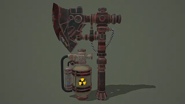 废土朋克风格核能手斧模型