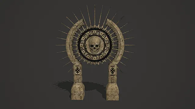 暗黑古纹风格骷髅传送门模型