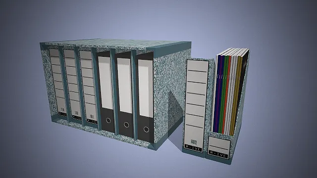 一个写实风格的3D办公文件收纳组合模型