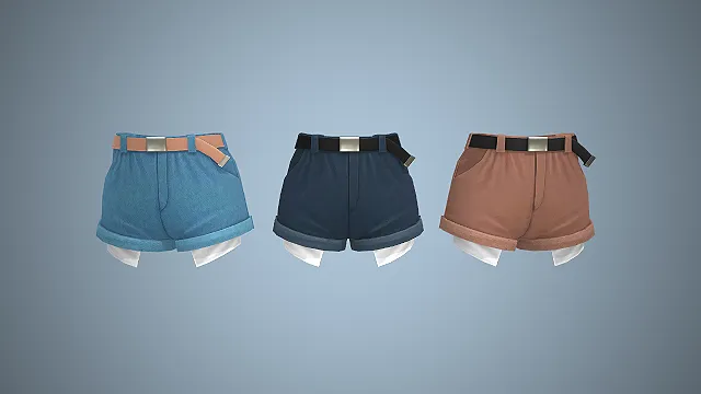 卷边牛仔短裤  学院风  二次元服饰  日常百搭款