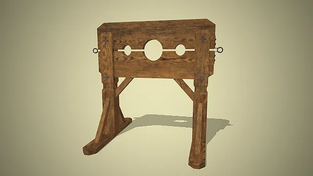 中世纪耻辱架  头部孔洞设计  复古刑具  写实模型  地牢道具